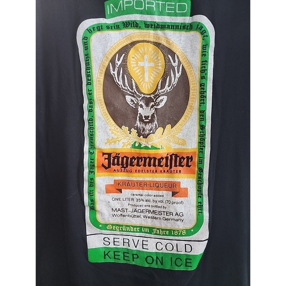 Jagermeister Shirt Mens Large Black Casual Lounge Grunge Graphic Tee Logo - Picture 2 of 4